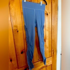 Carbon38 blue leggings with crochet detail